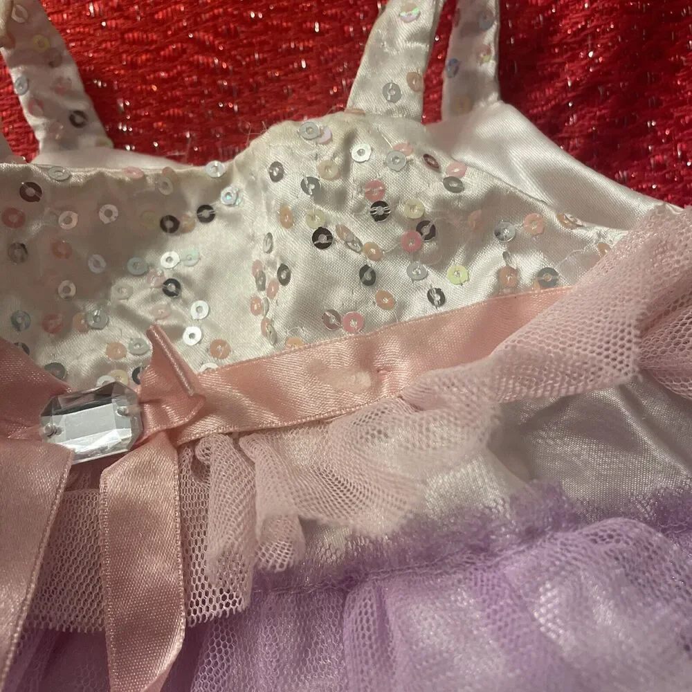 Build A Bear Workshop- Pink Lavender White Tulle Sparkle dress  Butterfly Shoes